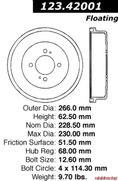 Centric C-Tek Standard Brake Drum 123.42001 - 123.42001