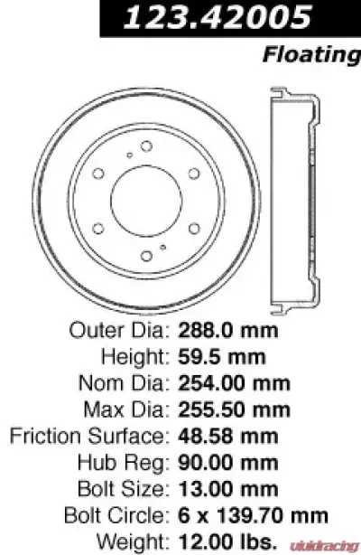 Centric C-Tek Standard Brake Drum 123.42005 - 123.42005