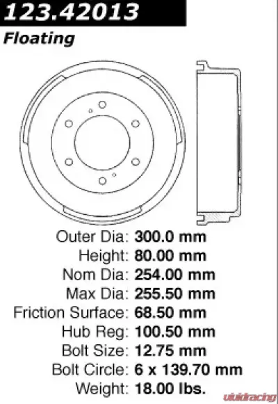 Centric C-Tek Standard Brake Drum 123.42013 - 123.42013