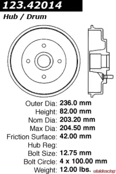 Centric C-Tek Standard Brake Drum 123.42014 - 123.42014