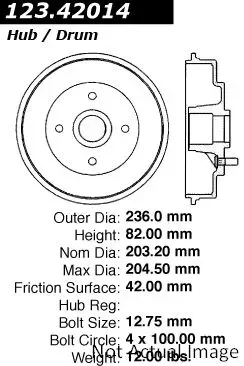 Centric C-Tek Standard Brake Drum 123.42014 - 123.42014