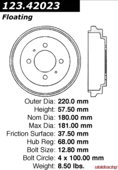 Centric C-Tek Standard Brake Drum 123.42023 - 123.42023