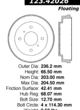 Centric C-Tek Standard Brake Drum 123.42026                                     - 123.42026 - Image 5