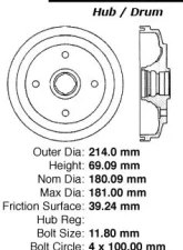 Centric C-Tek Standard Brake Drum 123.43003                                     - 123.43003 - Image 5