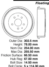 Centric C-Tek Standard Brake Drum 123.44000                                     - 123.44000 - Image 5
