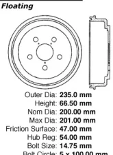 Centric C-Tek Standard Brake Drum 123.44011                                     - 123.44011 - Image 5