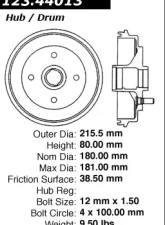 Centric C-Tek Standard Brake Drum 123.44013                                     - 123.44013 - Image 5