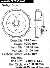 Centric C-Tek Standard Brake Drum 123.44013                                     - 123.44013 - Image 5