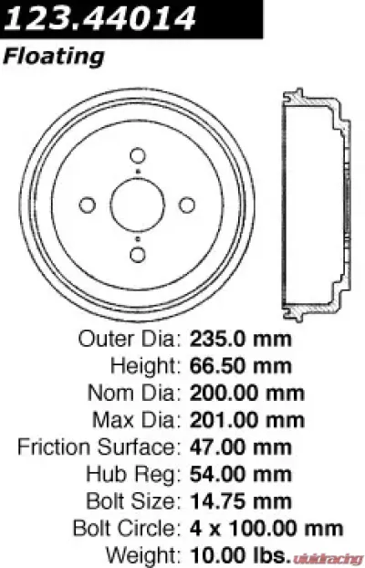 Centric C-Tek Standard Brake Drum 123.44014 - 123.44014