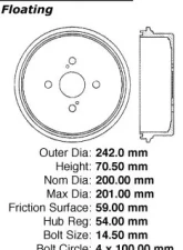 Centric C-Tek Standard Brake Drum 123.44015                                     - 123.44015 - Image 5