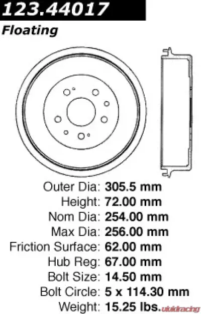 Centric C-Tek Standard Brake Drum 123.44017 - 123.44017