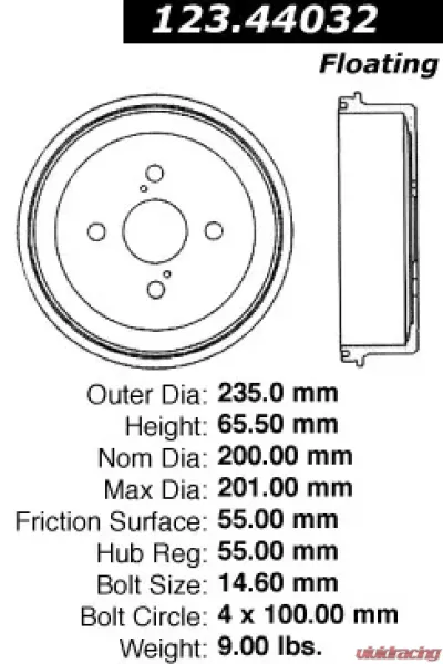 Centric C-Tek Standard Brake Drum 123.44032 - 123.44032