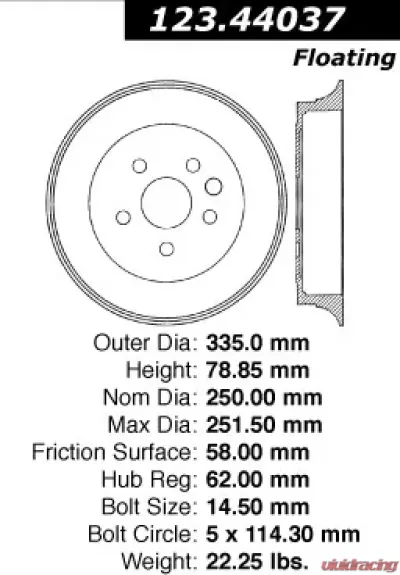 Centric C-Tek Standard Brake Drum 123.44037 - 123.44037