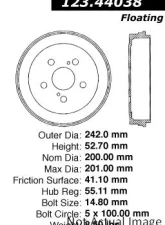 Centric C-Tek Standard Brake Drum 123.44038                                     - 123.44038 - Image 5