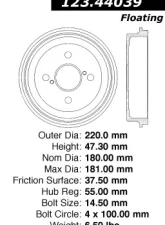 Centric C-Tek Standard Brake Drum 123.44039                                     - 123.44039 - Image 5