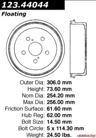 Centric C-Tek Standard Brake Drum 123.44044 - 123.44044