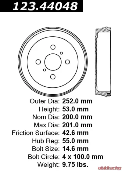 Centric C-Tek Standard Brake Drum 123.44048 - 123.44048
