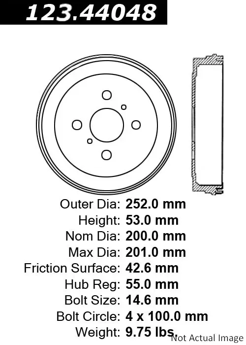 Centric C-Tek Standard Brake Drum 123.44048 - 123.44048
