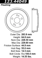 Centric C-Tek Standard Brake Drum 123.44049                                     - 123.44049 - Image 5