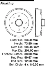 Centric C-Tek Standard Brake Drum 123.45005                                     - 123.45005 - Image 5