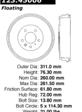 Centric C-Tek Standard Brake Drum 123.45006                                     - 123.45006 - Image 5