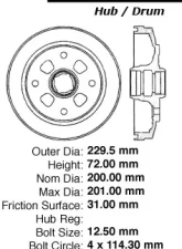 Centric C-Tek Standard Brake Drum 123.45010                                     - 123.45010 - Image 5