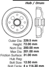 Centric C-Tek Standard Brake Drum 123.45010                                     - 123.45010 - Image 5
