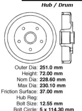 Centric C-Tek Standard Brake Drum 123.45013                                     - 123.45013 - Image 5