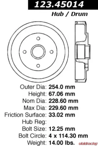 Centric C-Tek Standard Brake Drum 123.45014 - 123.45014