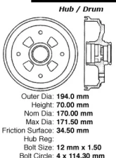 Centric C-Tek Standard Brake Drum 123.45016                                     - 123.45016 - Image 5
