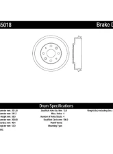 Centric C-Tek Standard Brake Drum 123.45018                                     - 123.45018 - Image 2