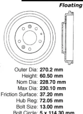 Centric C-Tek Standard Brake Drum 123.45019                                     - 123.45019 - Image 5