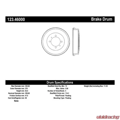Centric C-Tek Standard Brake Drum 123.46000 - 123.46000