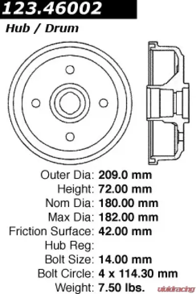 Centric C-Tek Standard Brake Drum 123.46002 - 123.46002