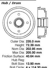Centric C-Tek Standard Brake Drum 123.46005                                     - 123.46005 - Image 5