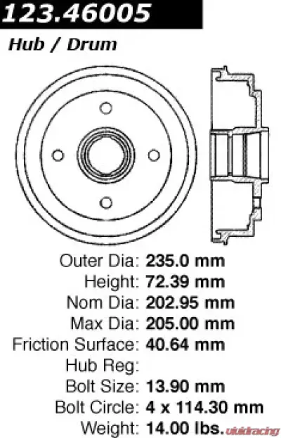 Centric C-Tek Standard Brake Drum 123.46005 - 123.46005
