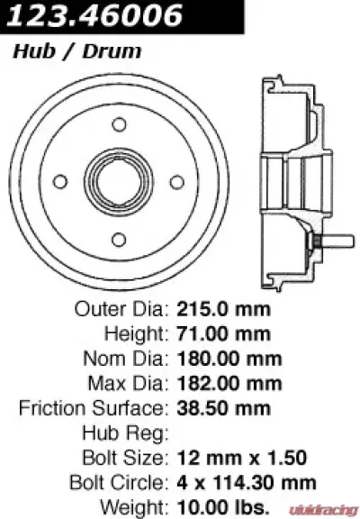 Centric C-Tek Standard Brake Drum 123.46006 - 123.46006