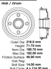 Centric C-Tek Standard Brake Drum 123.46016                                     - 123.46016 - Image 5