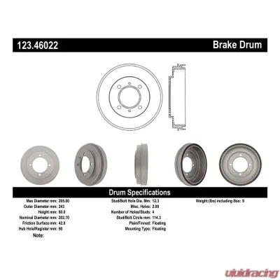 Centric C-Tek Standard Brake Drum 123.46022 - 123.46022