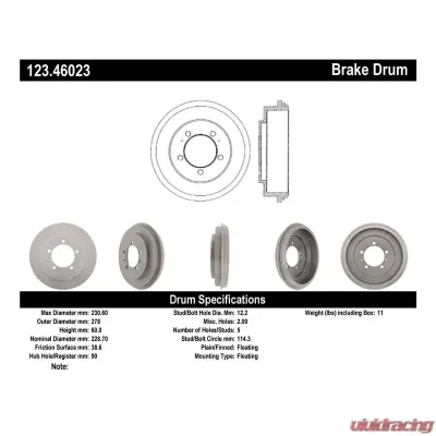 Centric C-Tek Standard Brake Drum 123.46023 - 123.46023