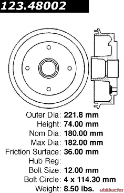 Centric C-Tek Standard Brake Drum 123.48002 - 123.48002