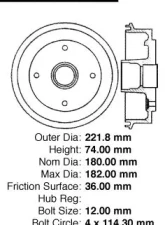 Centric C-Tek Standard Brake Drum 123.48002                                     - 123.48002 - Image 5