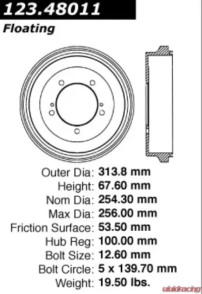 Centric C-Tek Standard Brake Drum 123.48011 - 123.48011