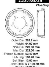 Centric C-Tek Standard Brake Drum 123.48015                                     - 123.48015 - Image 5
