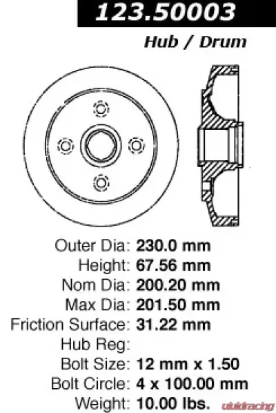 Centric C-Tek Standard Brake Drum 123.50003 - 123.50003