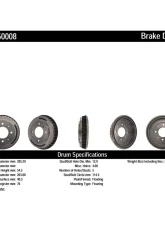 Centric C-Tek Standard Brake Drum 123.50008                                     - 123.50008 - Image 3