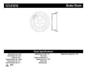 Centric C-Tek Standard Brake Drum 123.61007