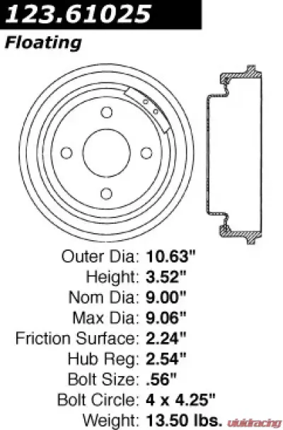 Centric C-Tek Standard Brake Drum 123.61025 - 123.61025
