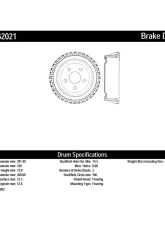 Centric C-Tek Standard Brake Drum 123.62021                                     - 123.62021 - Image 2