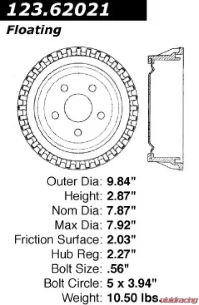 Centric C-Tek Standard Brake Drum 123.62021 - 123.62021